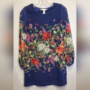 66. Yumi - Floral Navy Long-Sleeve Women’s Dress